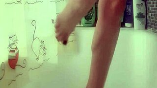 Busty teen 18+ washes her perfect feet in shower