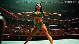 she's flexing those huge muscles