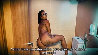 Stepmother masturbates her wet pussy as stepson watches secretly in lingerie