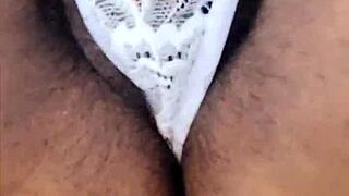 Latina Milf Enjoys Hairy Pussy Massage With Dildo Outdoors