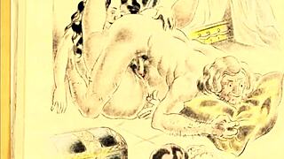 vintage antique retro drawings set