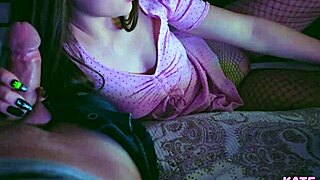 brunette teen gives blowjob during evening movie