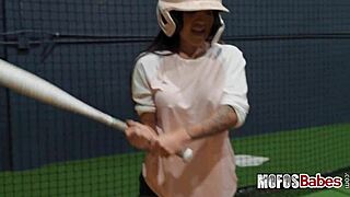 busty brunette slut rides and sucks dick after batting practice - alice thunder gi joey 😈