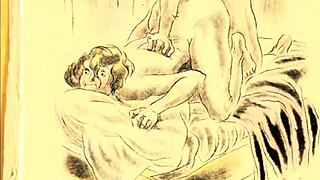 vintage antique retro drawings set