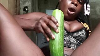 nasty homemade cucumber masturbation leads to squirting backstage 😜