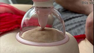 Vacuum tongue licks nipples sweetly