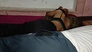 The sleeping step mom feels her son's fingers exploring her big tits and wet pussy