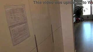 Feeling passionate, Merce Palau gives Cris Angelo a deep blowjob in the office before creampie