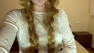 cute blonde peasant girl stays home alone and fucks her ass with her fingers very delicious