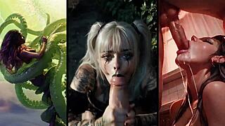 Cum Shots on Beautiful AI Bodies During Worship and Slow Jam