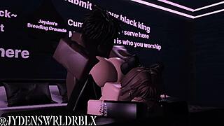 A young fan gets fucked by a big black cock in an interracial encounter on Roblox