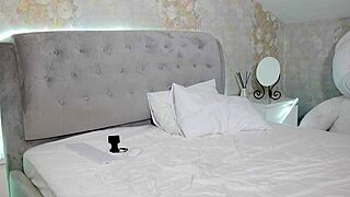 Big tits student strips after studying!