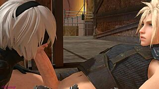 B2 from Nier Automata enjoys sex with Final Fantasy Claude hentai characters sucking fuck camshot 3d porn