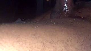 Jerking off my big black cock in the car under moonlight 🌙