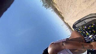 Petite ebony girl cheats on her white boyfriend outdoors 😈