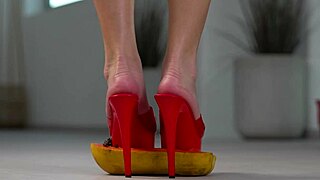 I, uh, crush fruits with my high heels, it's so hot footfetish