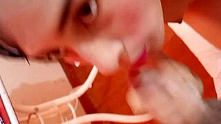 Candyboom Kneels to Eat Fan's Cock on Camera