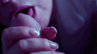 Prurient brunette milf sucks monster cock deepthroat with choking and gagging. She swallows cum mouthful.