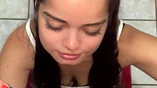 She sucks Wellington Prado's veiny cock before he fucks her