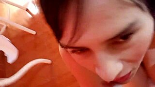 Candyboom Kneels to Eat Fan's Cock on Camera