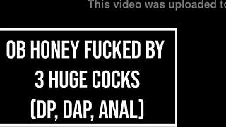 Slim Asian-Brazilian Slut Fucked by Three Huge Cocks in Double Penetration with Huge Gapes