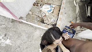 Enormous-Titted Stepmom Fucks Worker with Stepmother!