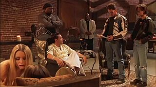 April flashes her shaved pussy and gets fingered deeply