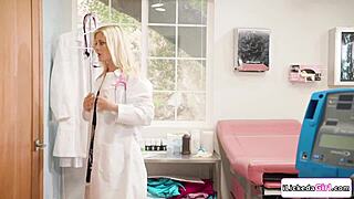 in the hospital, the fake doctor facesits her patient lesbian style