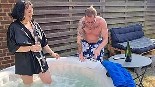 mya lorenn gets fucked in her ass by her lucky neighbor in the garden