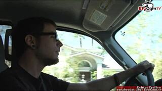 brunette teen 18+ with small tits and hairy pussy picked up on the street