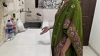 Oh god, fuck me harder in the kitchen, stepson! Indian stepmom moans loudly