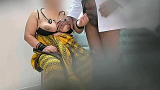 Doctor using patient in clinic with asian and indian elements in hospital setting for intimate encounters