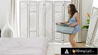 Redhead milf Lauren catches stepbae Leana sniffing dirty panties