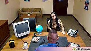 Geeky Asian Secretary Sucks Cock For Promotion Like A Pro