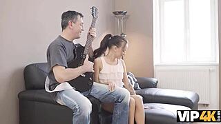 An old man enjoys facial and lips with romanian woman