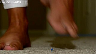 Giant Woman Crushes Toys With Feet