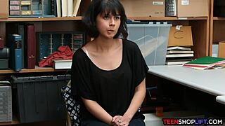 Teen shoplifter reluctantly blows a security guard