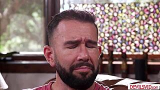 guy fucking then cumming inside his petite 18+ lesbian friend