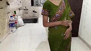 Oh god, fuck me harder in the kitchen, stepson! Indian stepmom moans loudly