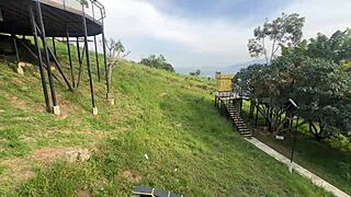 Surprised fucking stepbrother in outdoor photoshoot exhibition