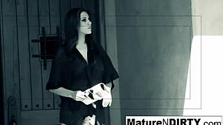 A brunette milf is secretly recorded in private activities