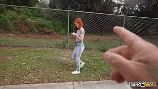 Bangbros - Sawyer Kelly gets her shaved tight pussy stretched by a huge dick in the bang bus