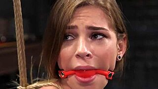 Squating Blonde Got Hard Flogged In Rough Bondage With Choking And Whipping Submission Fetish Play