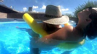 Pregnant pool sex young milf putting on a show for the neighbors