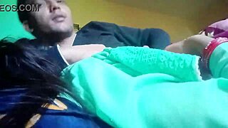 Kissing and pressing girlfriend's boobs