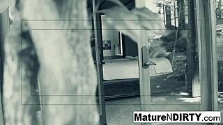 A brunette milf is secretly recorded in private activities