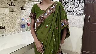 Oh god, fuck me harder in the kitchen, stepson! Indian stepmom moans loudly