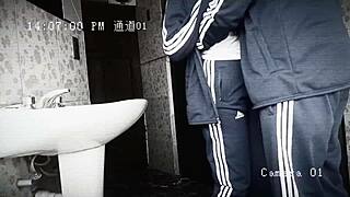 Students Fucking In Bathroom: Cute Girl Banged By Classmate During Break, Slutty Schoolgirl's Tasty Ass