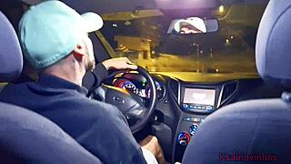 Married woman teases driver and fucks on street