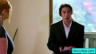 Sexy Big Tit Blonde Masseuse Explains Her Client What A Nuru Massage Is - Lauren Phillips David Lee!